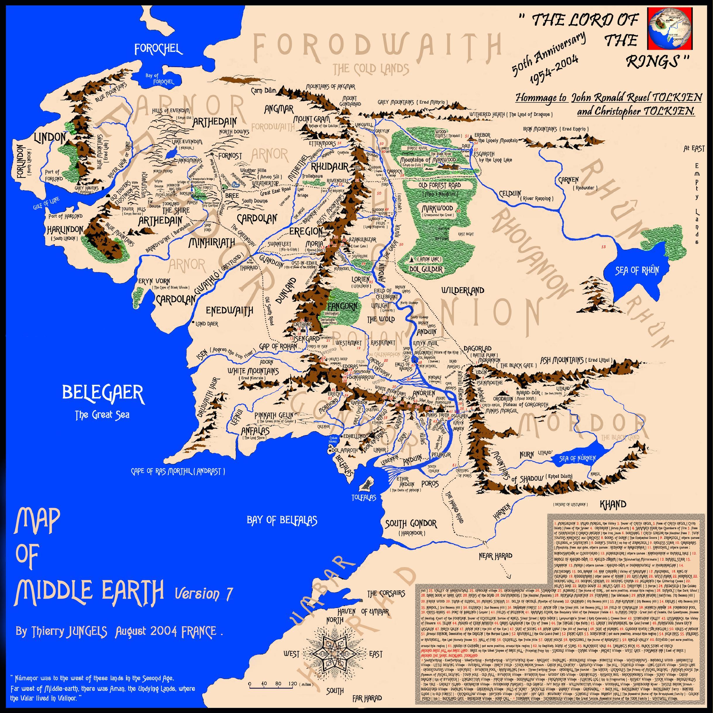 Click to enlarge Middle-earth map Version 7, English